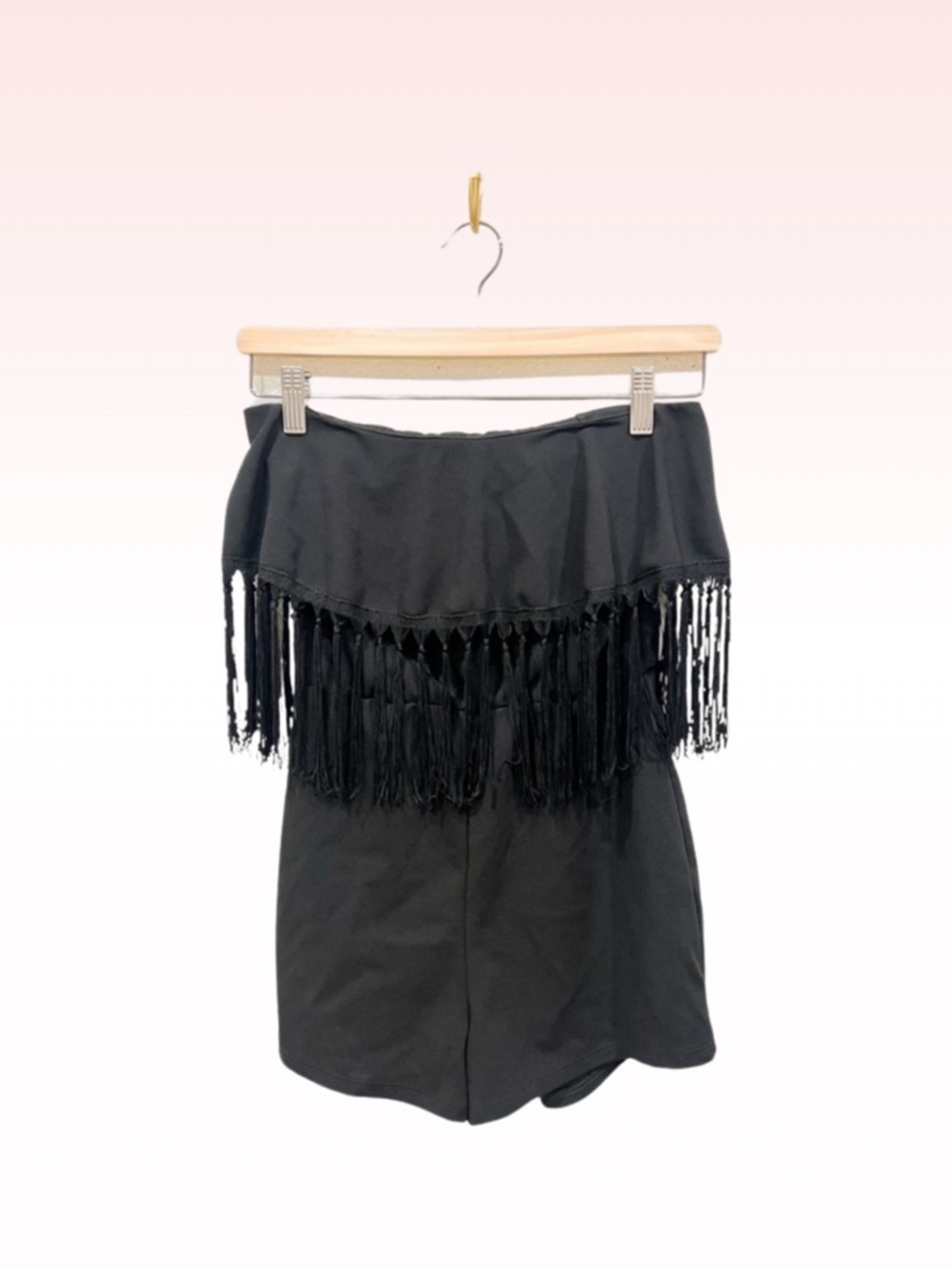 CHARLOTTE RUSSE Black Strapless Fringe Romper (Sz XS)